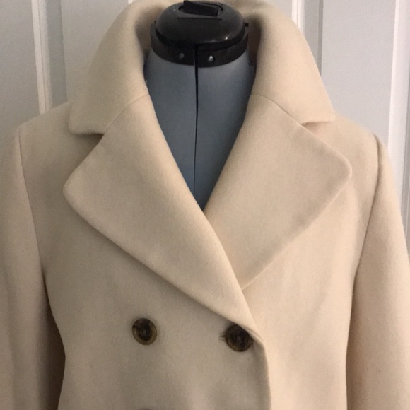 Banana Republic Cream Ivory Wool Double Breasted Women's Coat Size L - Picture 3 of 16